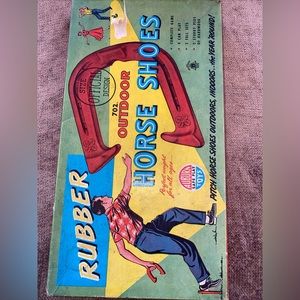Auburn Toys 1952 Rubber Outdoor Horse Shoe Set 702 in Original Box Vintage Game